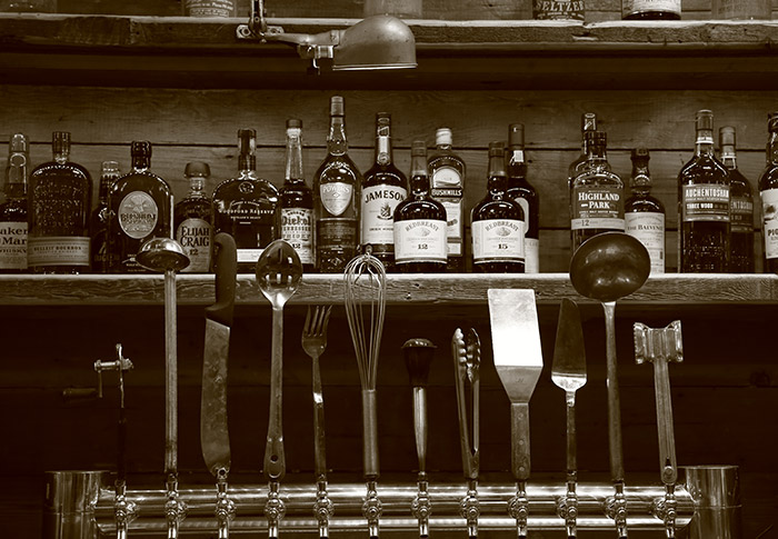 Beer taps utilizing kitchen utensils 